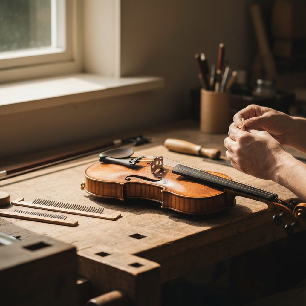 Stringing a violin