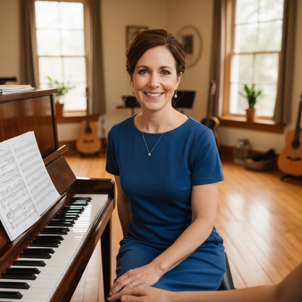 Piano teacher in studio